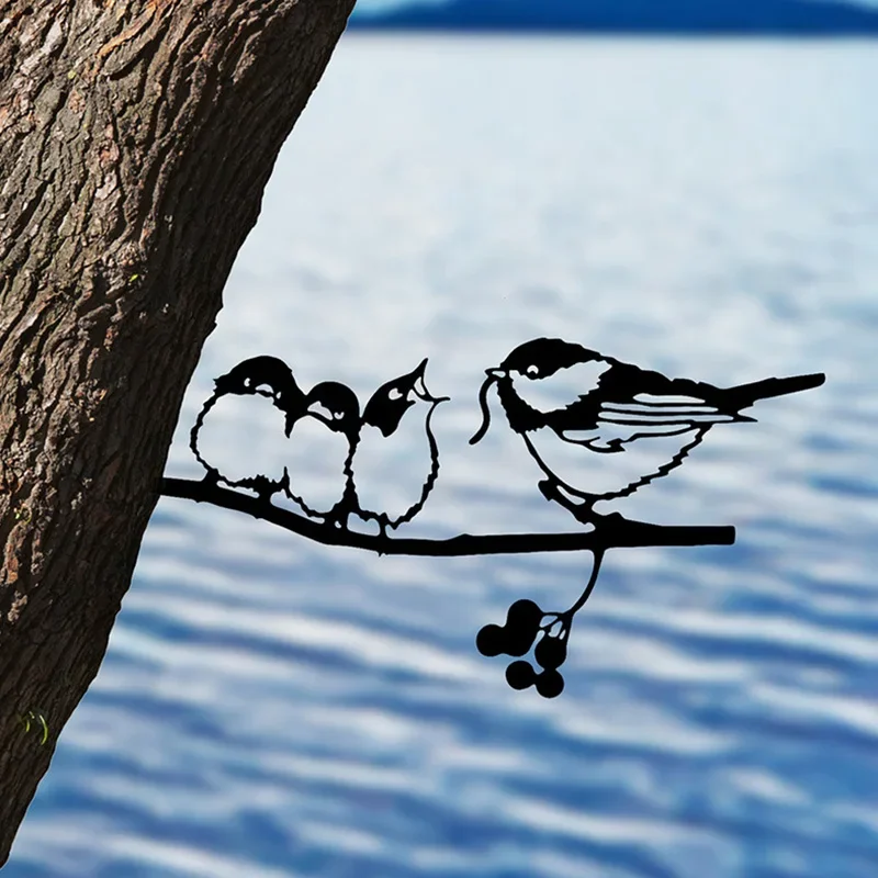 

Yard Art Tree Bird Animal Art Garden Metal Tree Stainless Steel Art Metal Bird Garden Decoration Outdoor Silhouettes Ornament