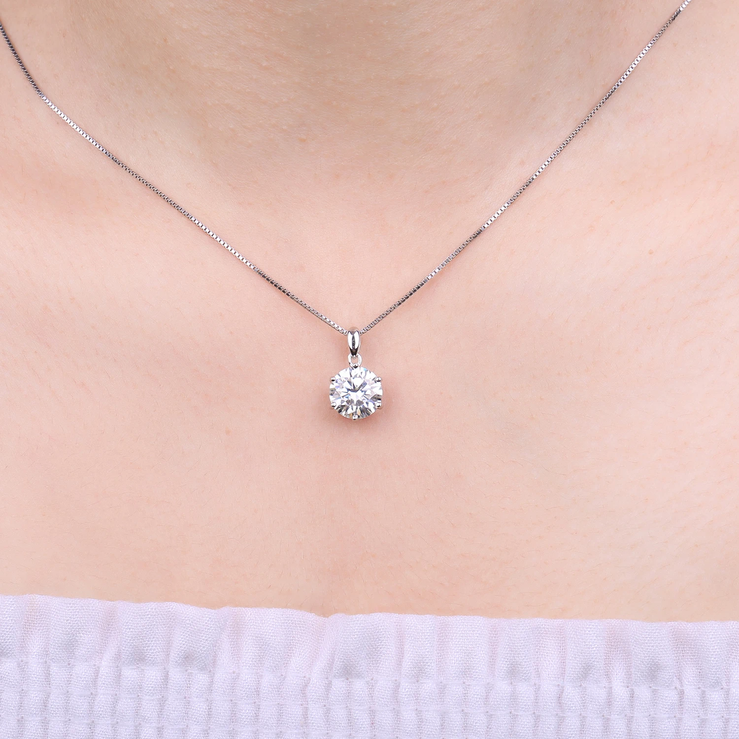 Moissanite Pendant Necklace JewelryPalace D Color 1ct 1.5ct 2ct 3ct Round 925 Sterling Silver For Woman No Chain
