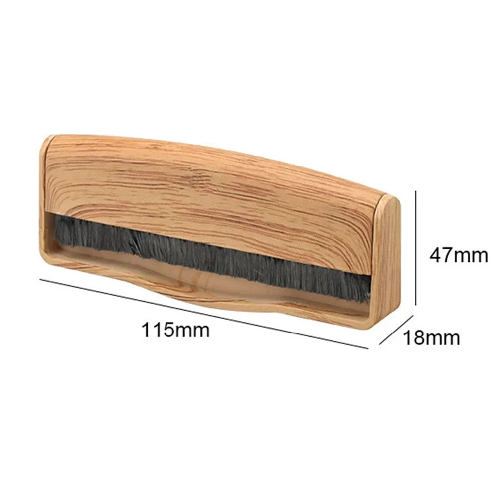Vinyl Record Player Cleaning Brush Wooden Brush Clean Anti-Static Velvet For CD/LP Turntable Cleaning