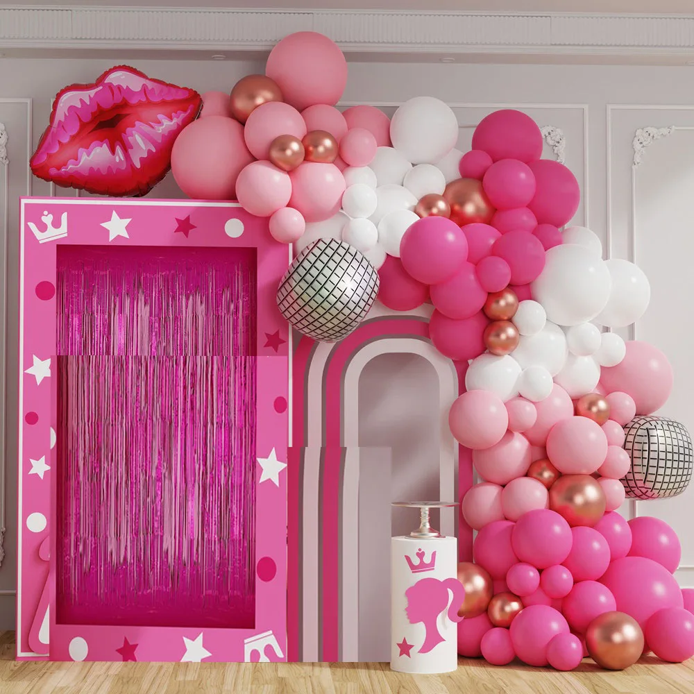 

125pcs Pink Princess Balloon Garland Arch Kit Hot Pink Girls Birthday Party Bridal Shower Baby Shower Decorations Wedding Globos