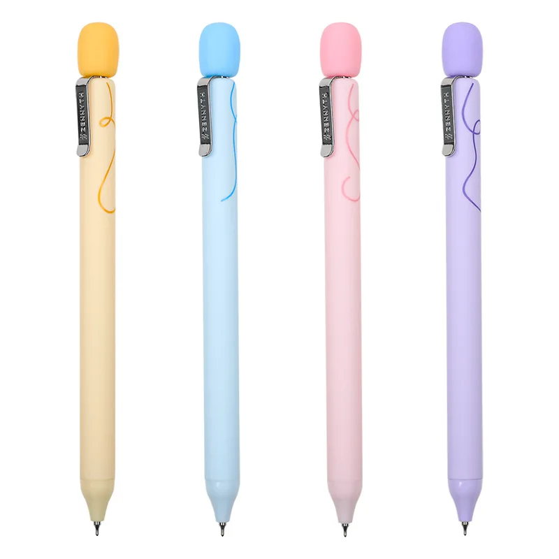 Kawaii 2 개/대 프레스 중립 펜 감압 편지지 0.5MM 빠른 건조 블랙 코어 편안한 그립 서명 펜 학생
