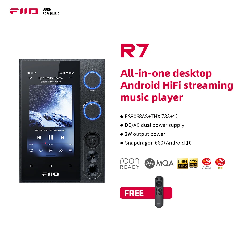 Fiio R7 Android 10 Desktop Streaming Digitale Lettore Musicale Dac Amp Amplificatore Per Cuffie Es9068As Chip Bluetooth