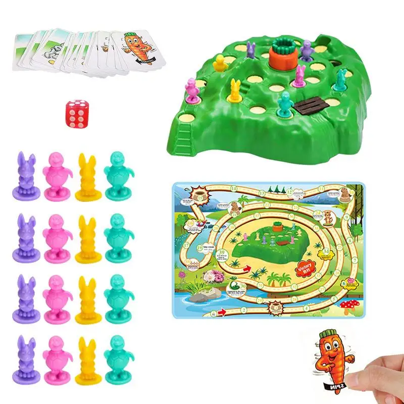 

Spinning Carrot Board Game Kids Rabbit Competition Trap Game Family Fun Chess Set Early Childhood Educational Toy Boy Girl Gift