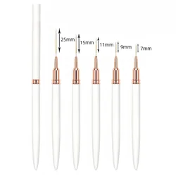 Precision Nail Art Liner Brush Set - 5-Piece Kit (White Set)