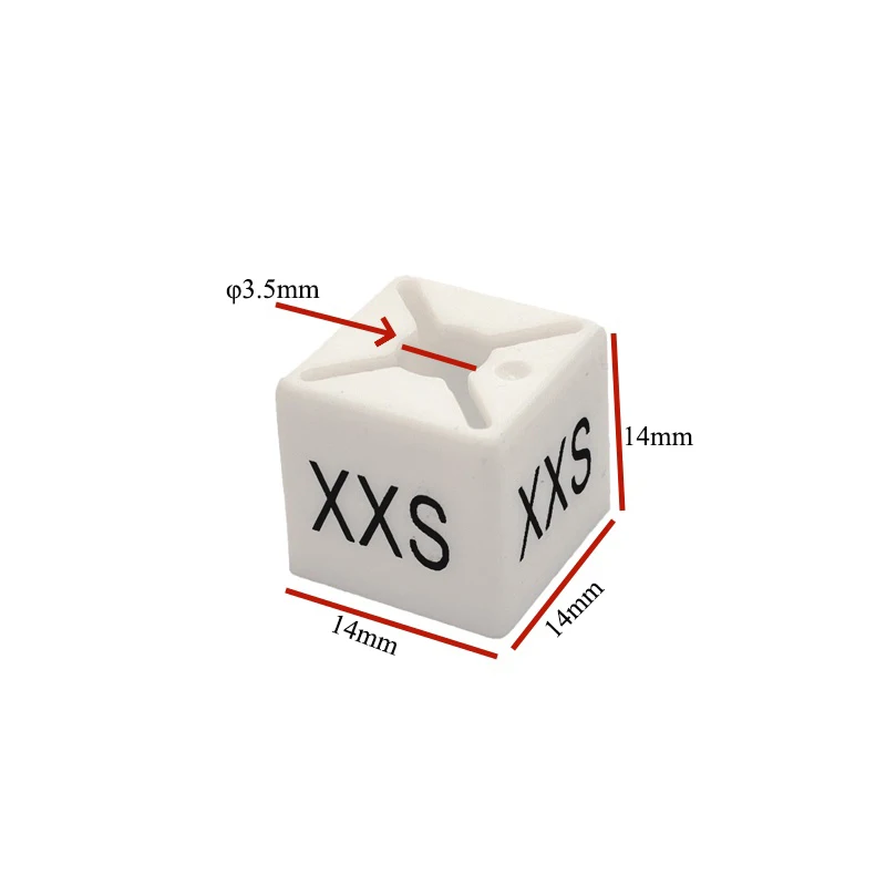 스냅온 XXS5XL 100개/봉 플라스틱 사이즈 마커, 옷걸이 태그용 큐브, 옷걸이 액세서리
