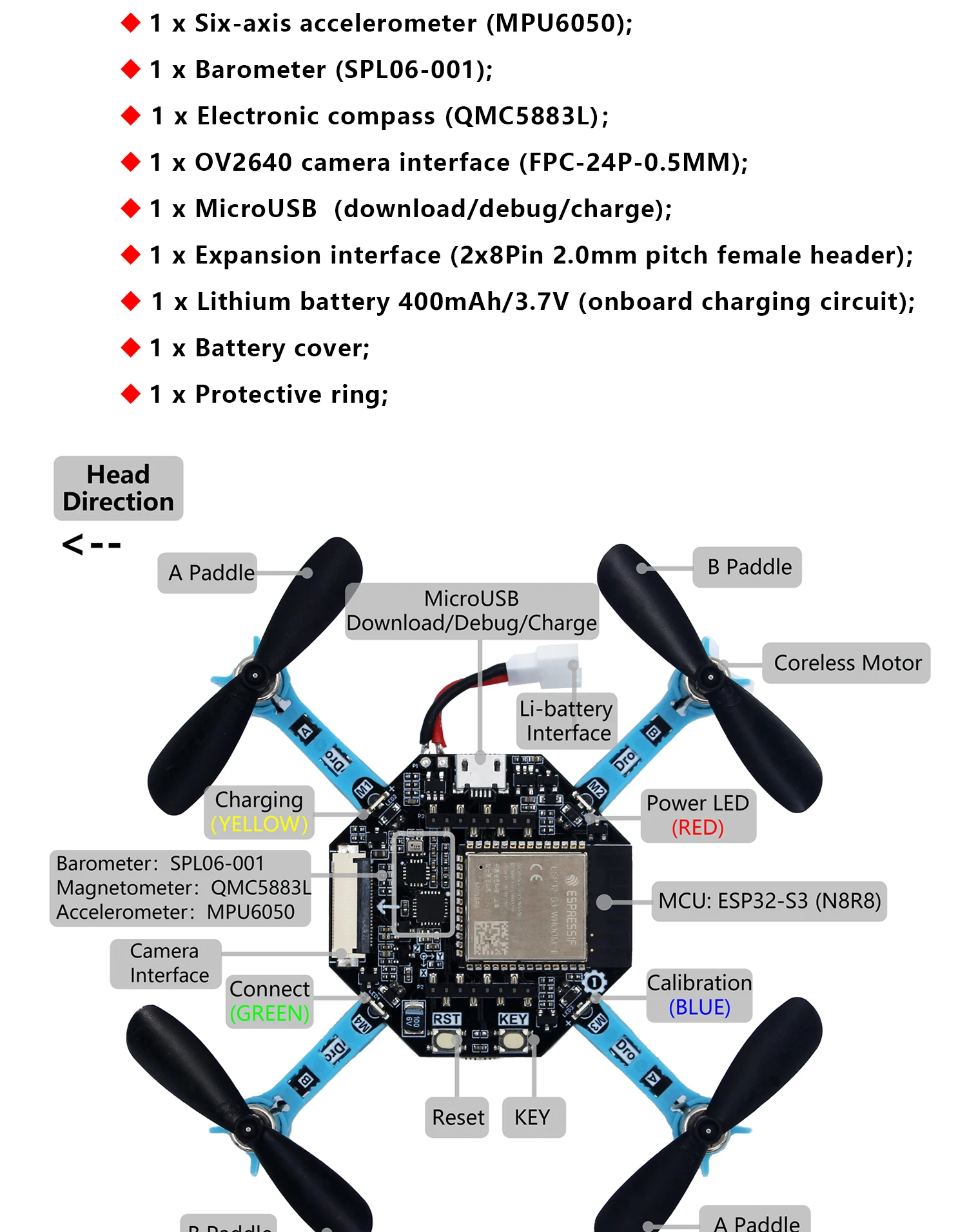 01Studio pyDrone Espressif ESP32-S3 Python
