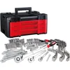 All in One Mechanics Set Tool Set 1/4 in 3/8 in And 1/2 in Drive 230 Piece One Handed Locking Dial 72-tooth Ratchet 1