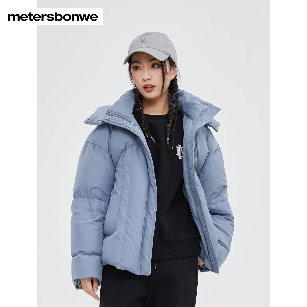 Metersbonwe Women's 22New Winter Solid Color Hooded Down Jacket 90%Duck Down Loose Short Warm Wear High Quality Down Jacket high quality short down jacket