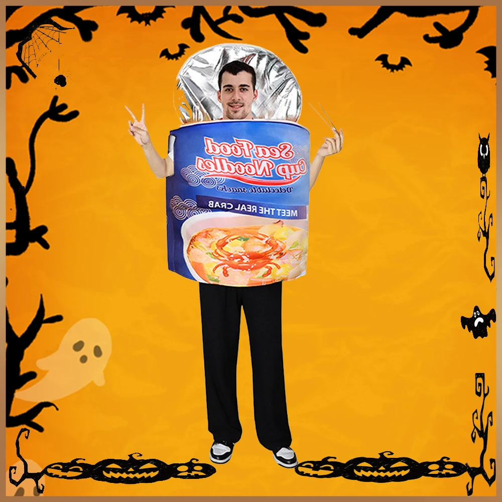 

Instant Noodle Jumpsuit Party Performance Costume COS Halloween New Bowl Noodle Playsuit Fun Seafood