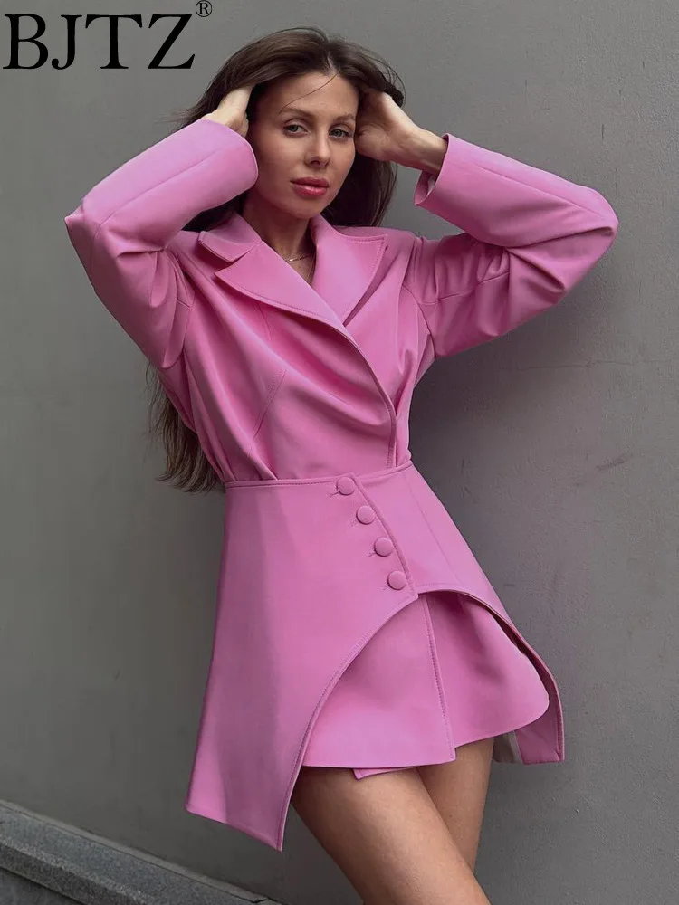 

BJTZ 2024 Women's Spring Design Sense French Style Pink West Dress Waist Cover Set Long Sleeve Loose Waist Slim Casual Coat