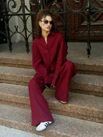 Women Casual Cozy Lapel Pink Shirt Pants Suits Fashion Single Breasted Blouses Elastic Waist Pant Set 2025 Spring Loose Outfits - Image 4