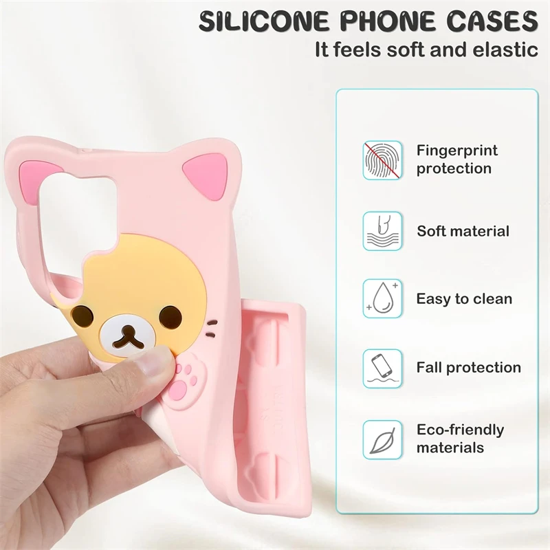 Cute Cartoon Bear Kawaii Soft Silicone Case for Samsung Galaxy S23 S24 thumbnail 4