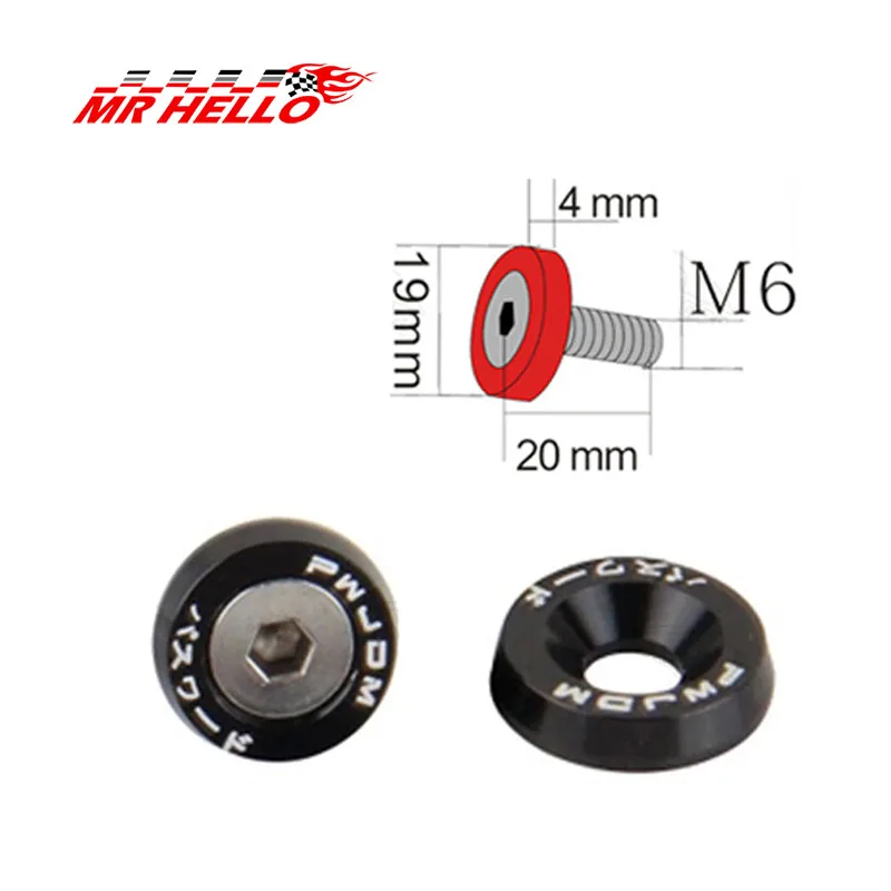 Automotive Hexagonal Fasteners Mudguard Washers Bumper Engine Concave Screws JDM Aluminum Mudguard Washers Auto Fasteners Auto Accessories Car Screws Fender Washers