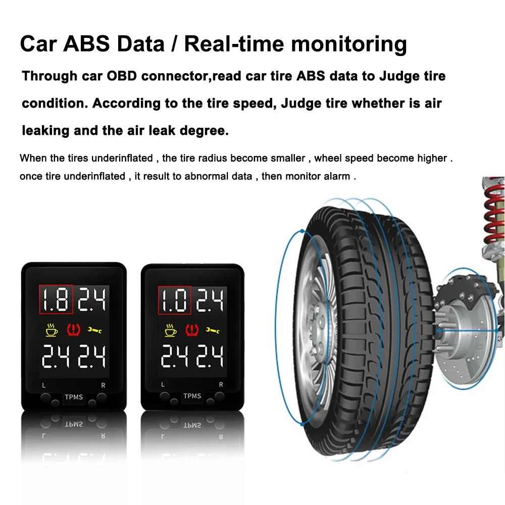 Autó OBD TPMS Autógumi Sürgetés Megfigyelő Rendszer Digitális LCD monitor kijelző biztonsági riasztó számára toyota RAV4 2008-2012 Párta auris Siena