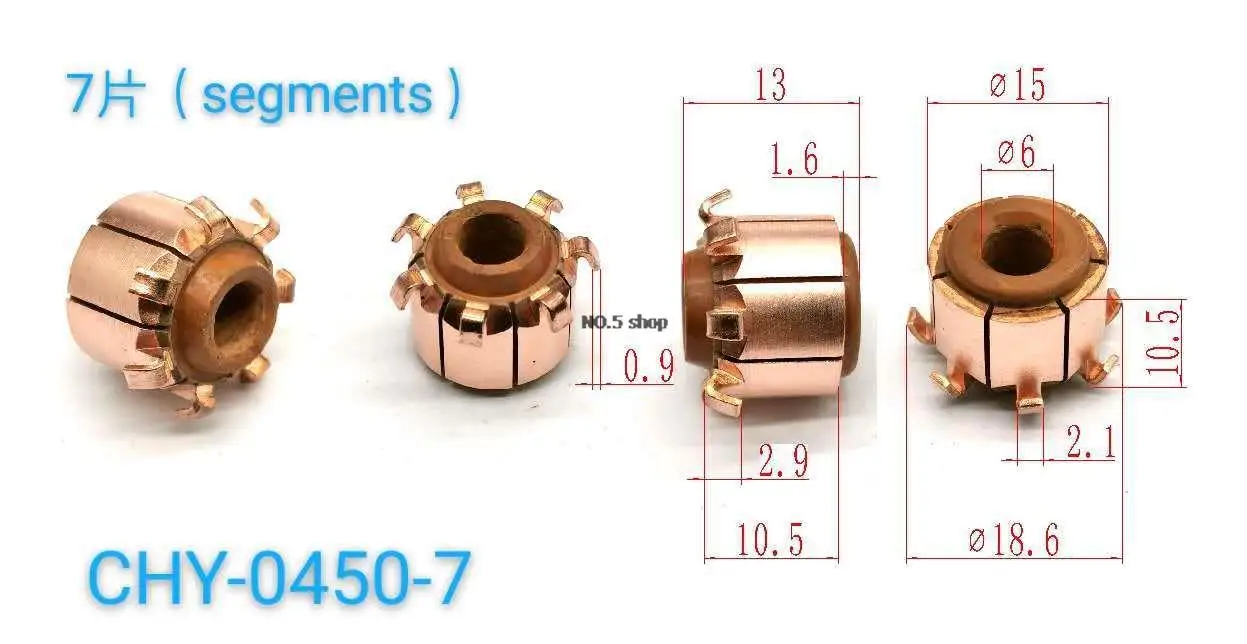 

5pcs 15x6x10.5（13.5）x7P Copper Bars Electric Motor Commutator