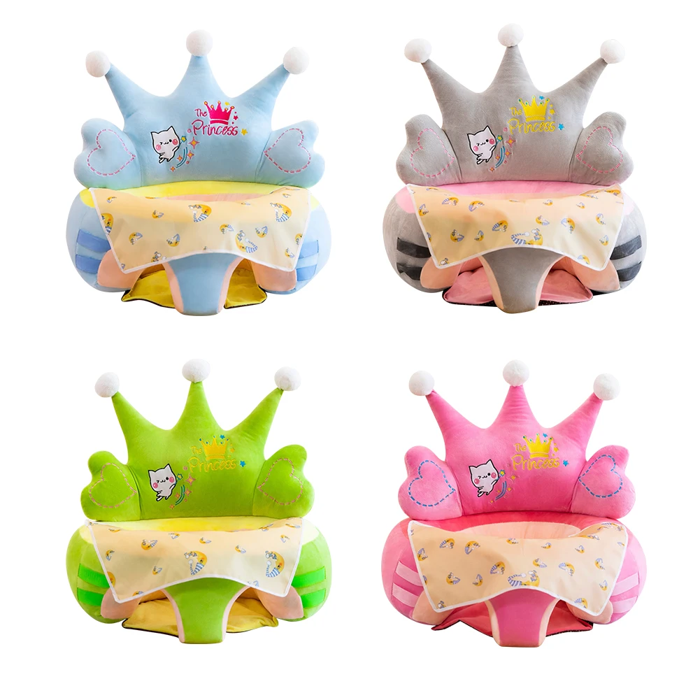 Cartoon Kids Soothing Seat Sleeves Breathable Crown Design Infants Backrest Cushion Soft Elastic Unisex for Boys Girls No Filler
