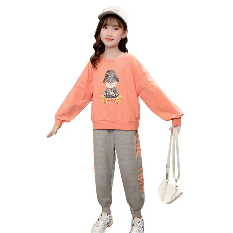 

Girl Tracksuit Suit Tshirt+Pants 2 Pcs Children Cartoon Graphic Pullover Teen Spring Autumn Casual Clothes Kids Baby 2 8 10 Y