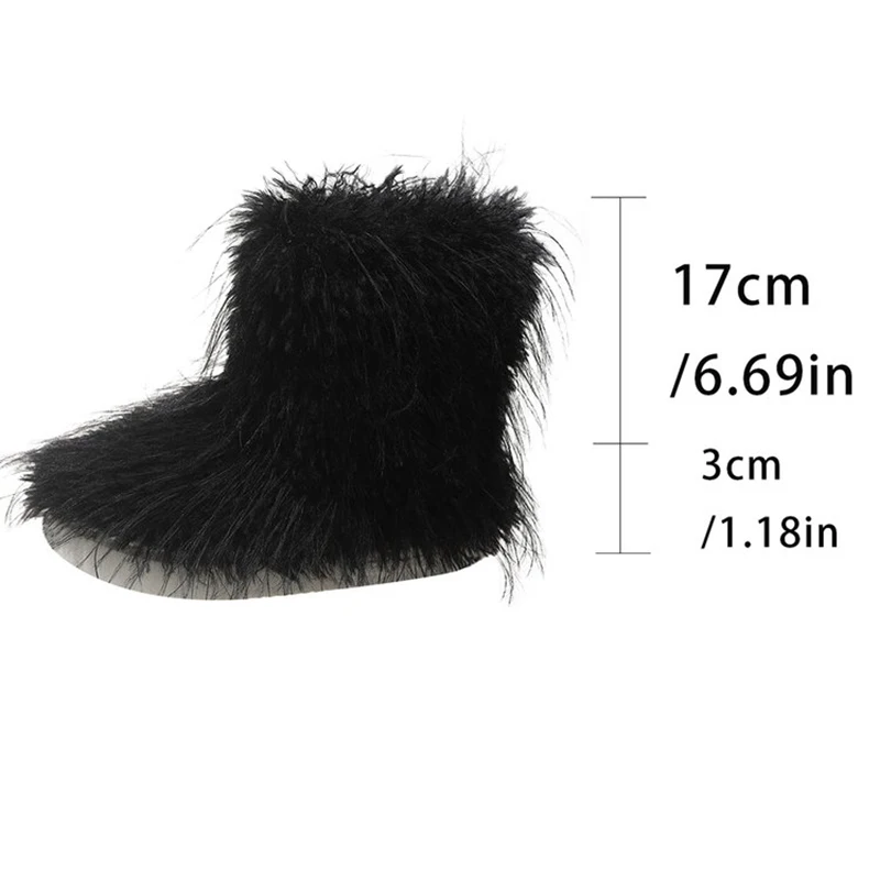 Y2K Fluffy Snow Boots for Women Outdoor Lightweight Thick Sole Plush Boots Woman Soft Faux Fur Warm Round Toe Cotton Shoes Lady - Image 6