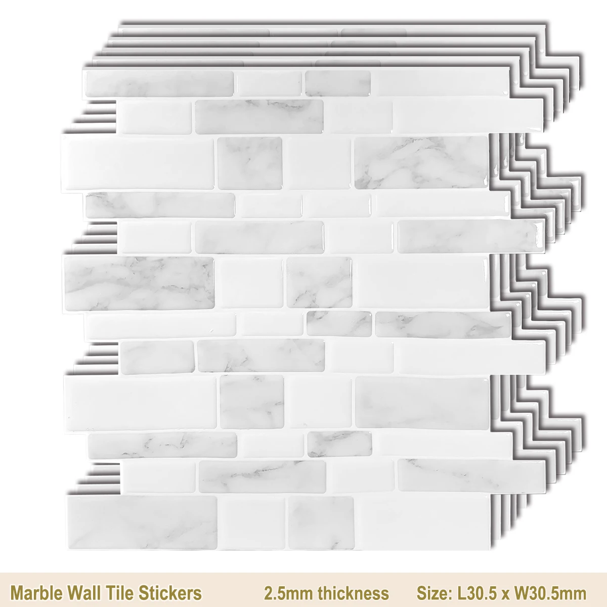

Hot Sale 2.5mm Thickness Oblong Wall Tiles Kitchen Backsplash Strong Adhesive Wall Sticker Easy to Install Wall Tiles