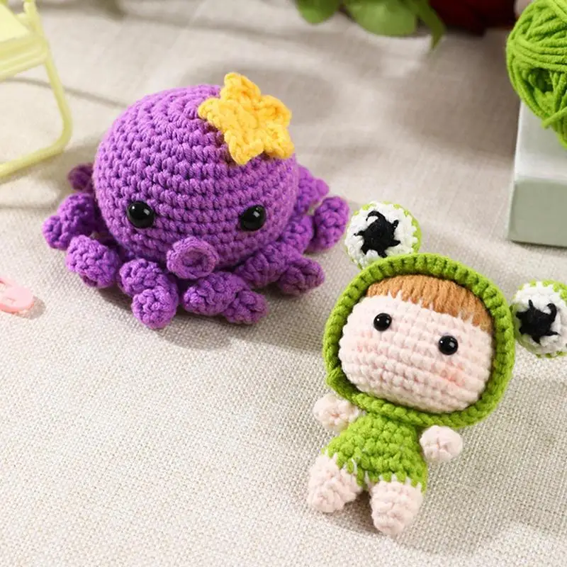 Wobbles Crochet Animal Kit DIY Succulents And Ladybug Woobles Crochet Kit  For Beginners Knitting Kit Beginner Crochet Kit DIY
