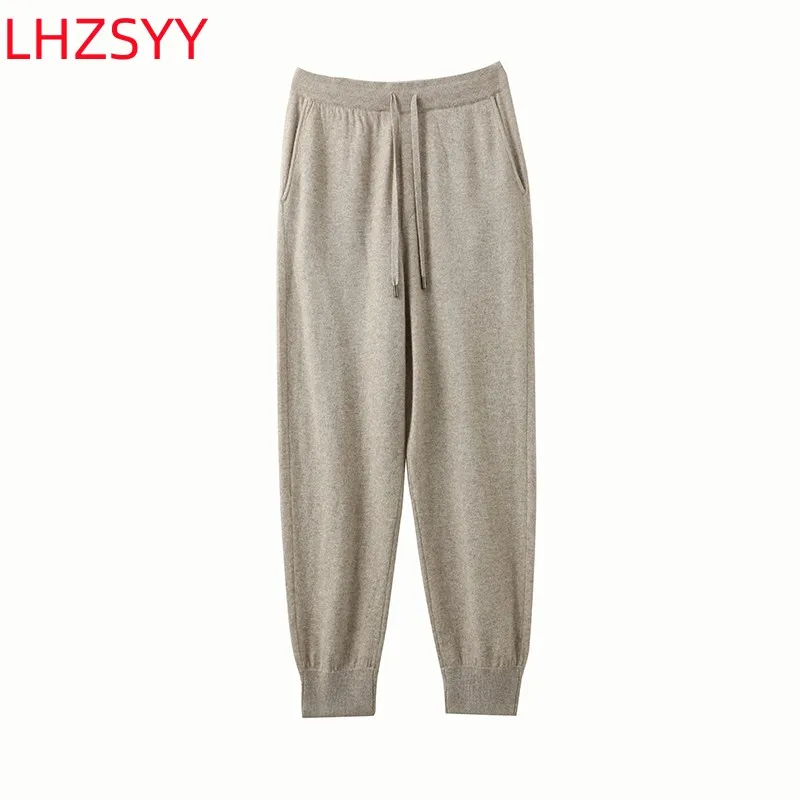 LHZSYY Pure Cashmere Pants Autumn Winter Men Elastic Waist Cashmere Pants Youth High-End Warm Outside Leggings Thick Casual
