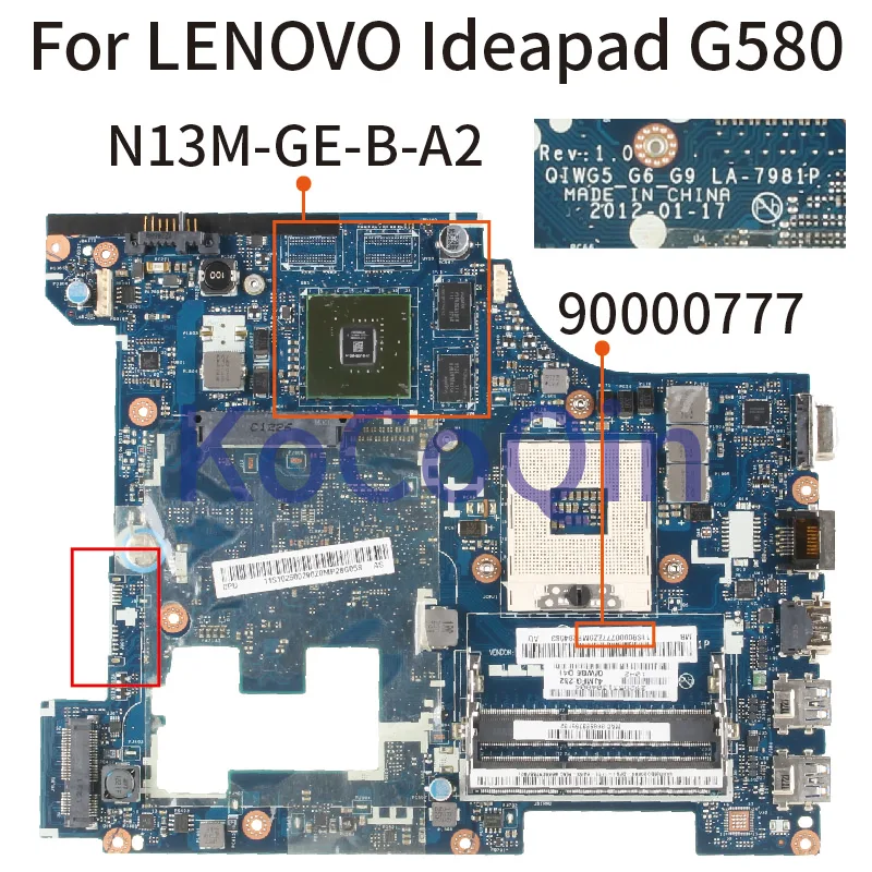 

For LENOVO Ideapad G580 15' inch Laptop Motherboard GT610M 90000777 QIWG5 G6 G9 LA-7981P Notebook Mainboard SLJ8E N13M-GE-B-A2