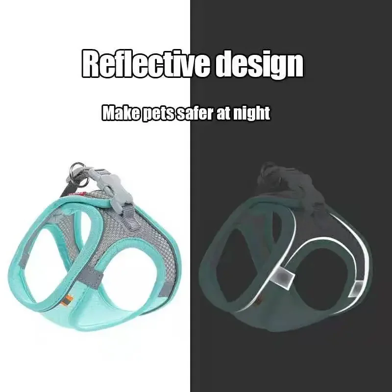 Cat Dog Harness Vest Chest Rope Set Reflective Breathable Adjustable Pet Harness for Small Medium Dogs Outdoor Walking 2