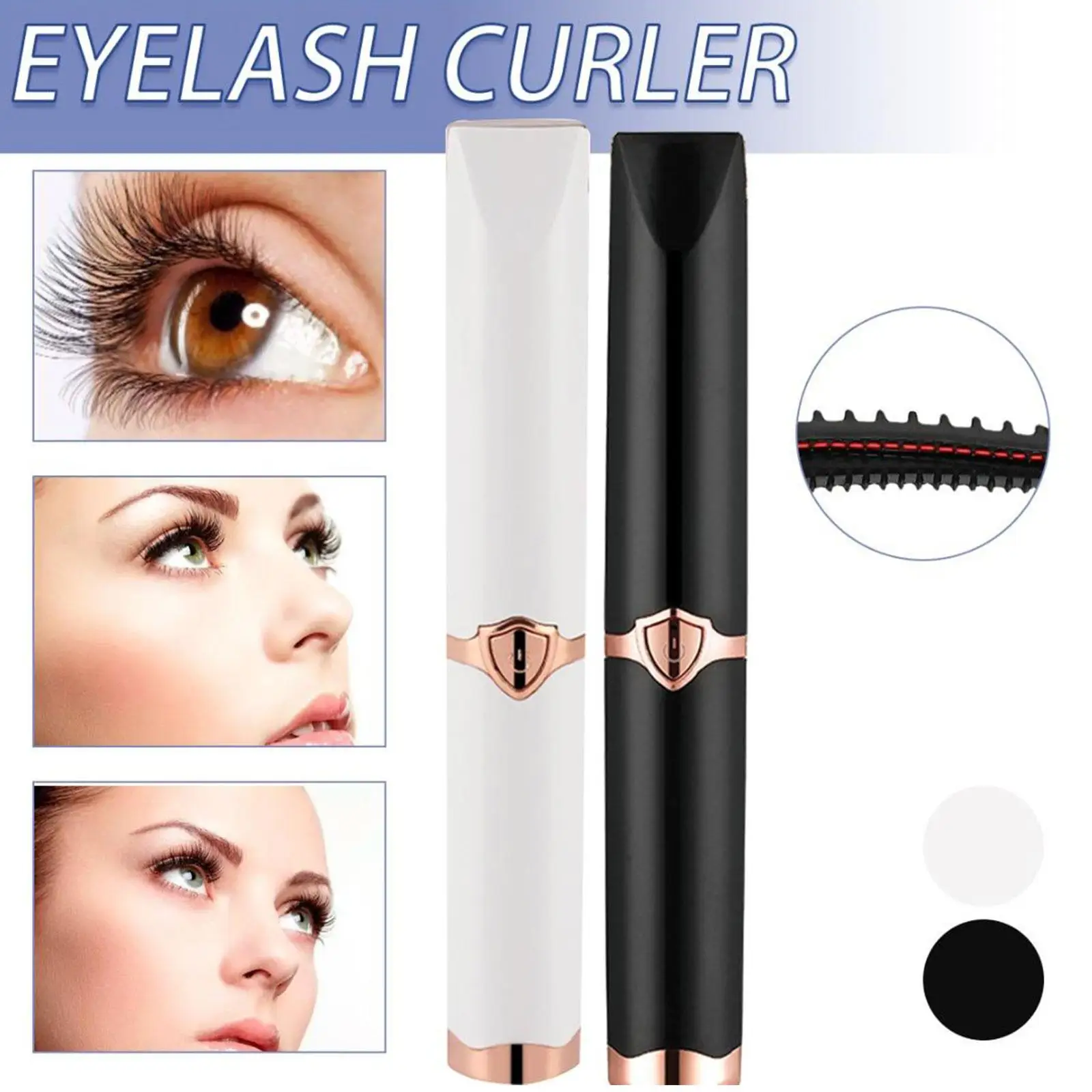 Eyelash Curler 3 Temperature Mode Heated Electronic USB Natural Fake