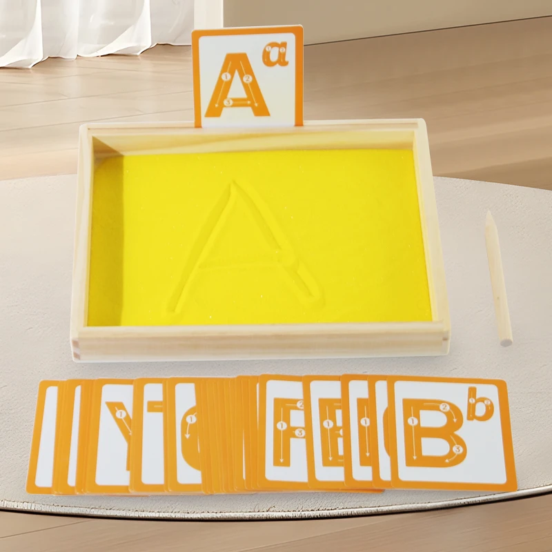 Wooden Montessori Sand Tray With Wooden Pen For Writing Letters And Numbers