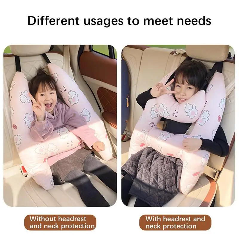 어린이용 H 모양 여행 베개, 높이 조절 가능, 유연하고 휴대 가능한 목 패드, 통기성 강화 휴식, 어린이 안전 베개