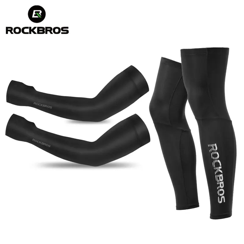 

ROCKBROS Sun Protection Arm Sleeves Sports Leg Warmers Cover Set Women Men Anti-UV Hiking Cycling Basketball Arm Warmer Sleeves