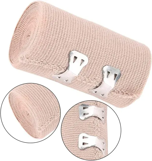 Pack of 4 High Elastic Compression Bandage with Clip Closure Athletic Sports Stretch Wraps Compression Fixation 2