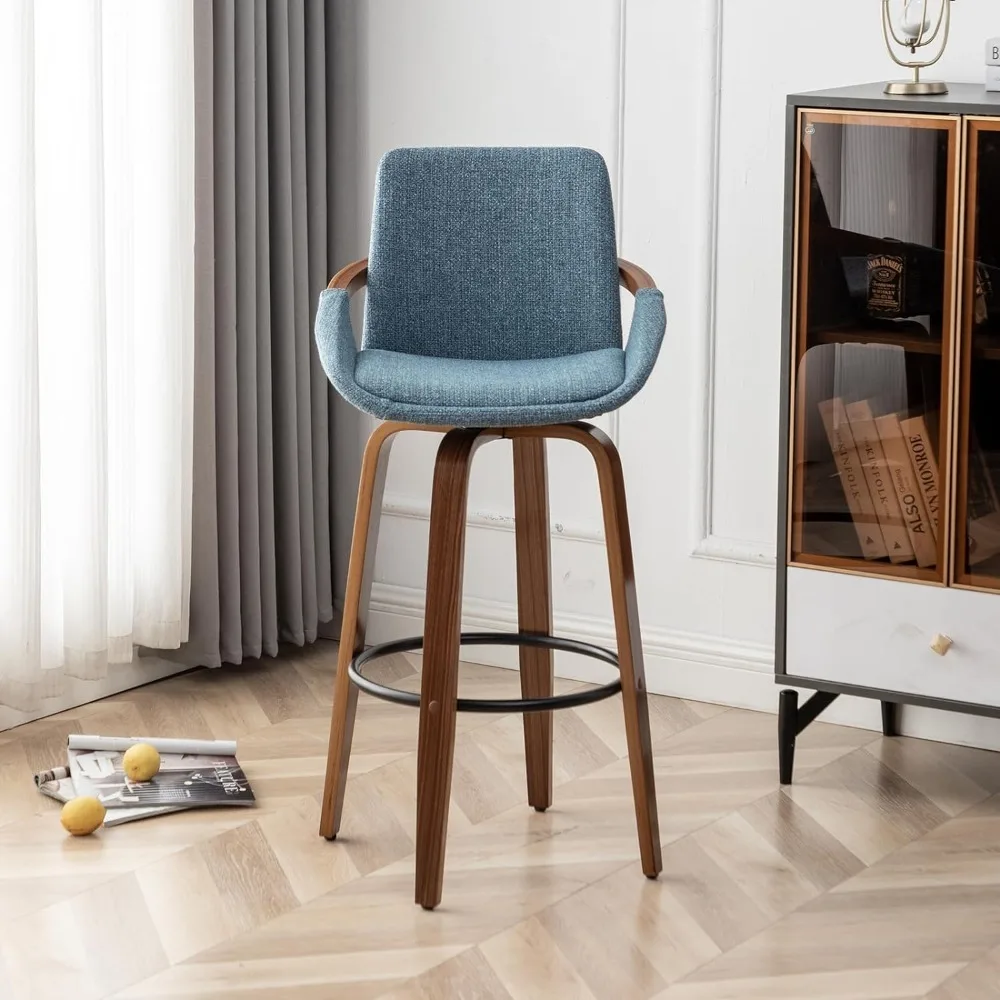 

Bar Chair, 25.6" Bars Height Retro Barstool with Back, Adjustable Swivel Upholstered Barstools, Bar Chair