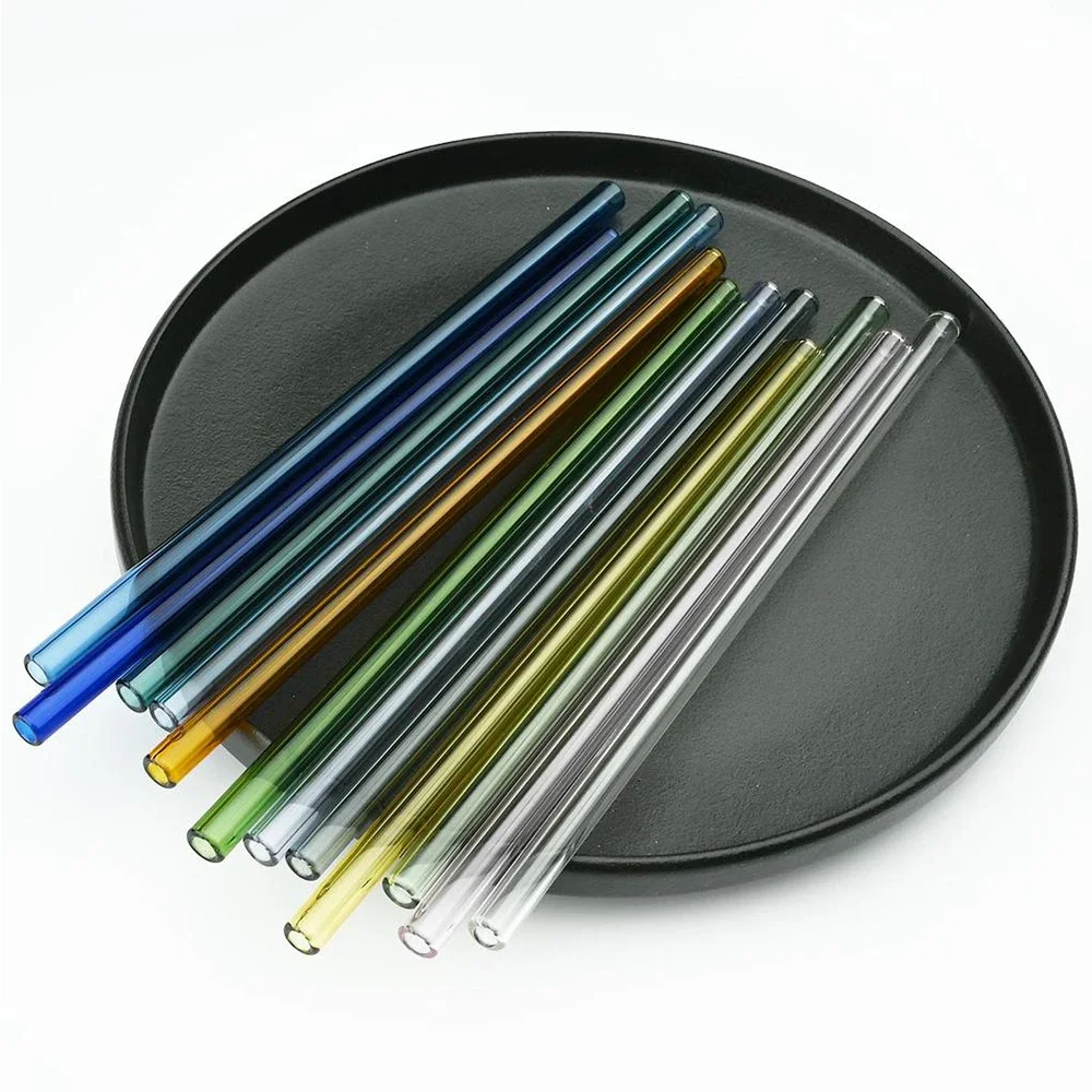 Eco-Friendly Reusable Glass Drinking Straws - Set of 12 for Smoothies & Cocktails