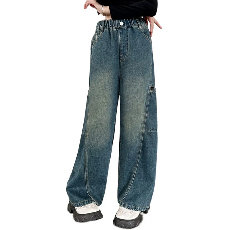 Baggy Jeans Per Ragazzi – Gamba Larga, Vita Elastica, Tasche Multiple, Pantaloni Cargo In Denim Per Bambini 5-14 Anni