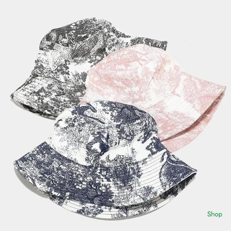 Dropship uni중국어 잉크 그림 빈티지 양동이 모자 타이 염색 인쇄 야외 들어 갔어 하라주쿠 힙합 여름 어부 모자
