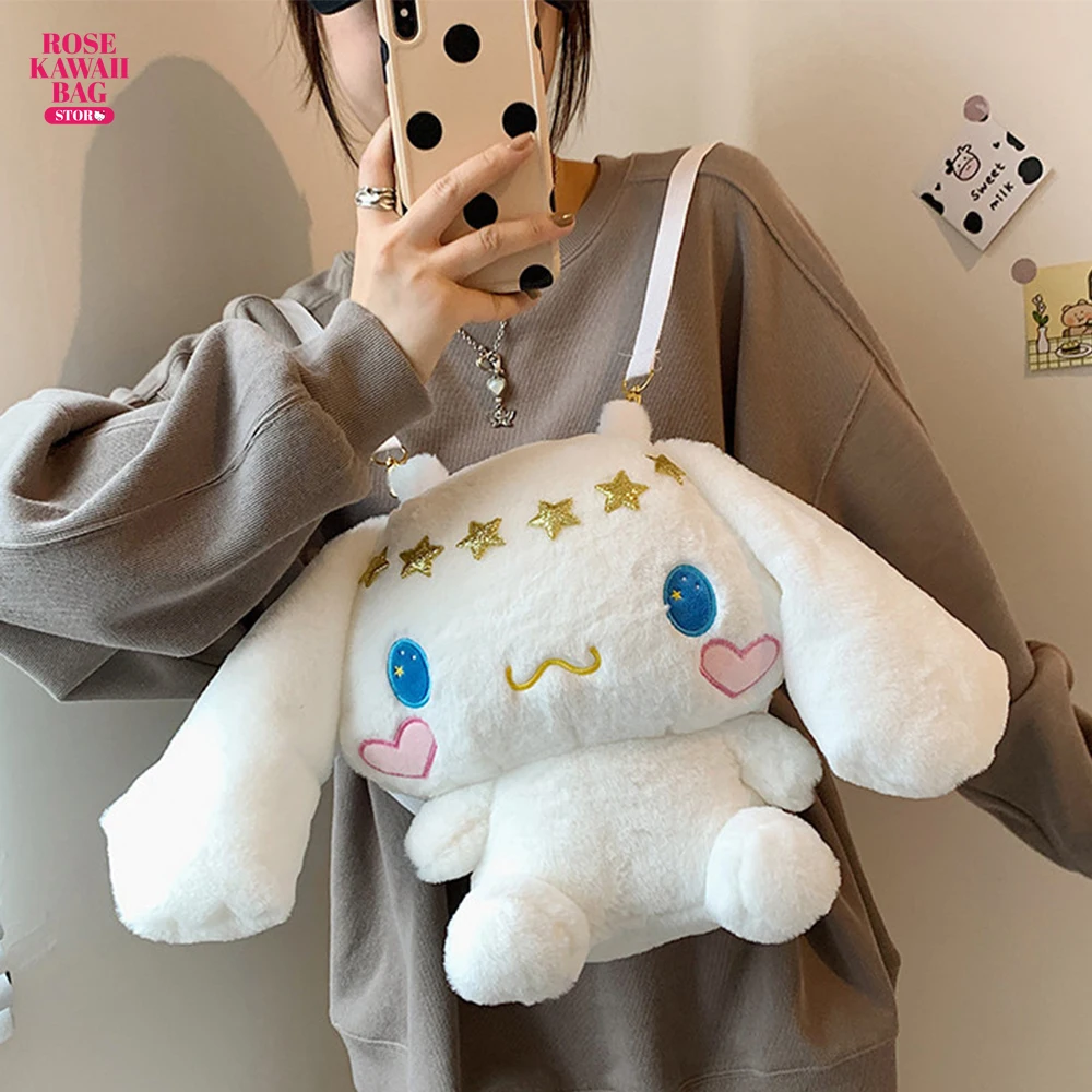 SANRIO Backpack Cartoon Cinnamoroll Plush Bag Kawaii Crossbody Bag Fashion Style Cute Kuromi Backpack for Children Girls Gifts army style backpack 50 l camouflage