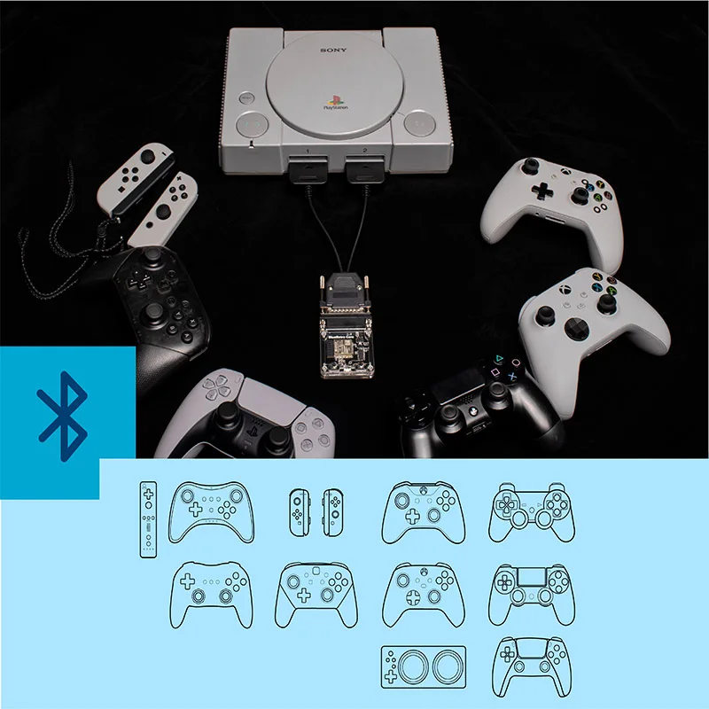 

Беспроводной игровой контроллер BlueRetro Core, конвертер для PS1 PS2 NGC N64 NES SNES DC SS GEN, адаптер для игровой консоли