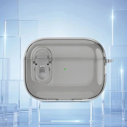 Transparent Crystal Wireless Bluetooth Earphone Case with TPU Clear Switch Lock Cover for Airpods 4 (Transparent Black)