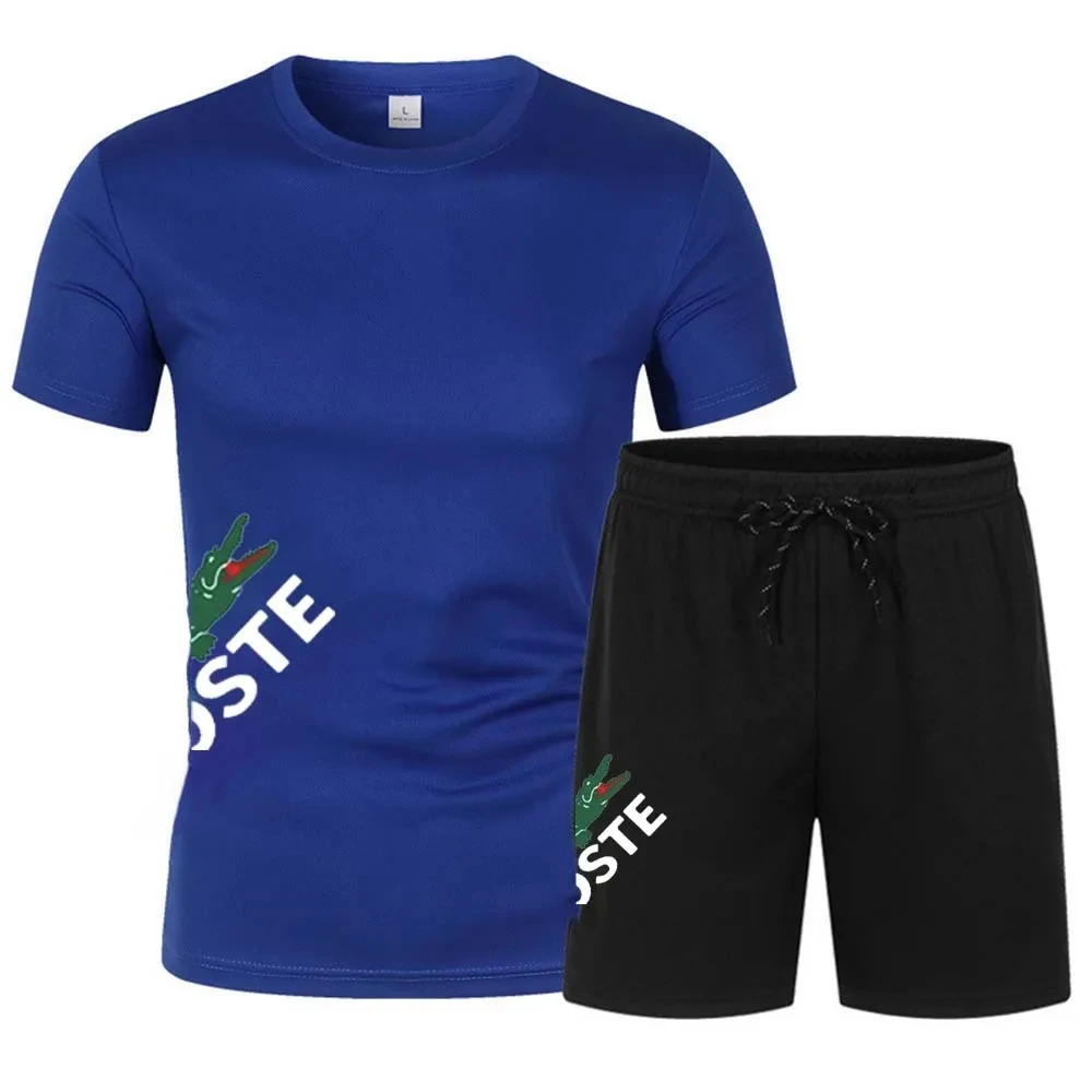 Men's short sleeved shorts set, quick drying, casual, sports, fitness, running, summer fashion,  2-piece set
