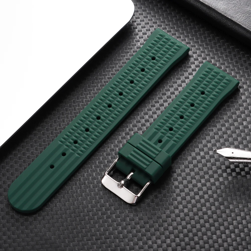 Premium Rubber Waffle Watchband - Universal Soft Silicone Strap Replacement, 20mm/22mm
