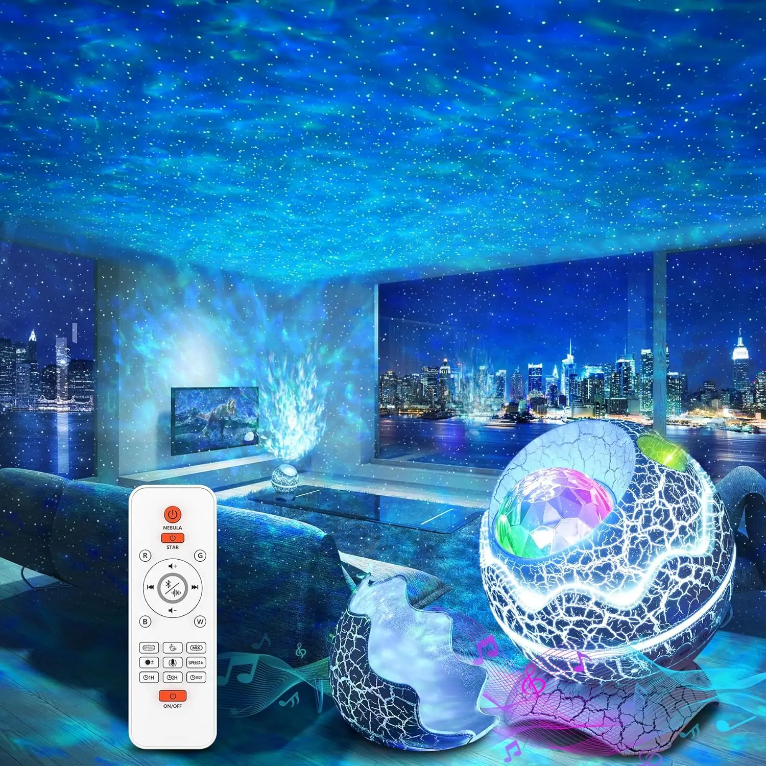 Dinosaur Egg Galaxy Star Projector Starry Light Music Player - AIXIVO product image