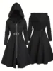 A large-sized European and American women's full-zipper knitted texture solid-color hooded long-sleeved sweater coat with a fan-