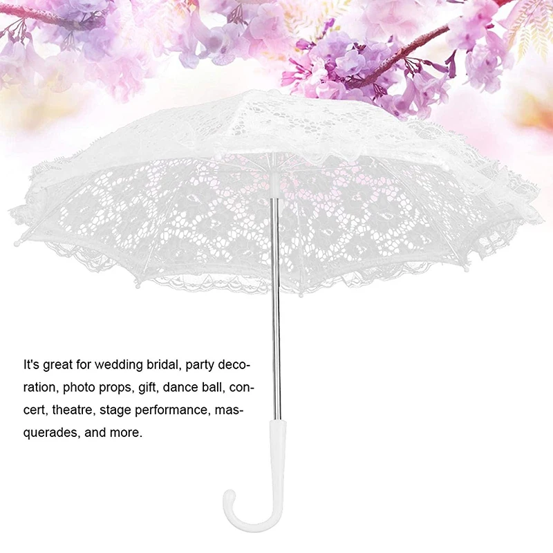 White Wedding Umbrella Women Lace Floral White Parasol Handmade Photography Prop Wedding Bridal Party Stage Decor lace umbrella