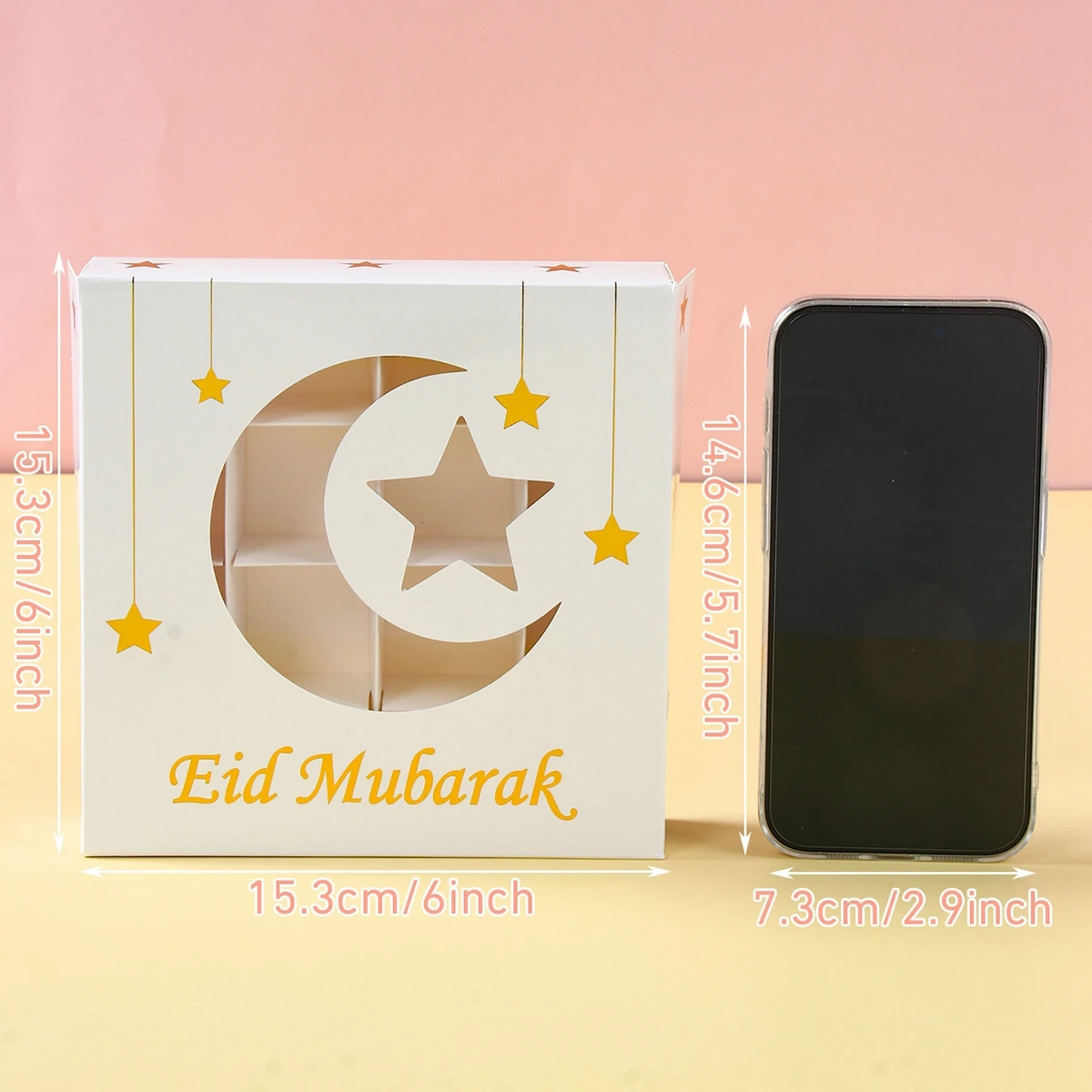 2Pcs Eid Mubarak Gift Box Candy Cake Chocolate Packaging Box Ramadan Kareem Home Decoration 2024 Islamic Muslim Party Supplies