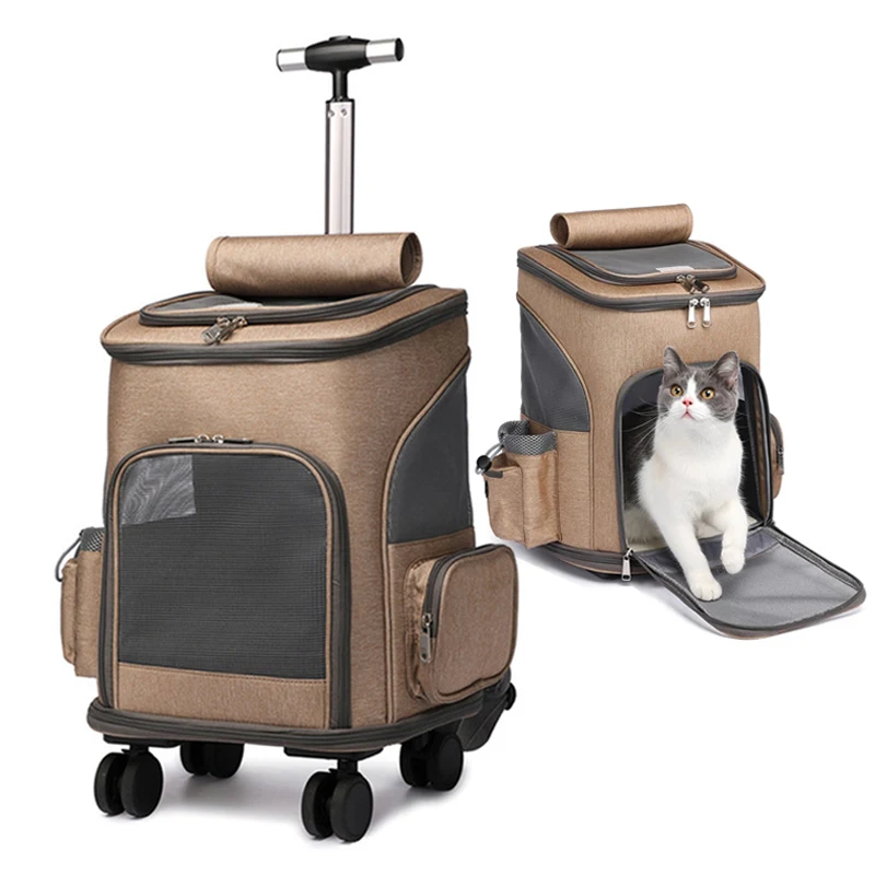 pet-travel-trolley-bag-draw-bar-pet-stroller-travel-carrier-cat-backpack-cage-adjustable-detachable-expandable-carrying-backpack