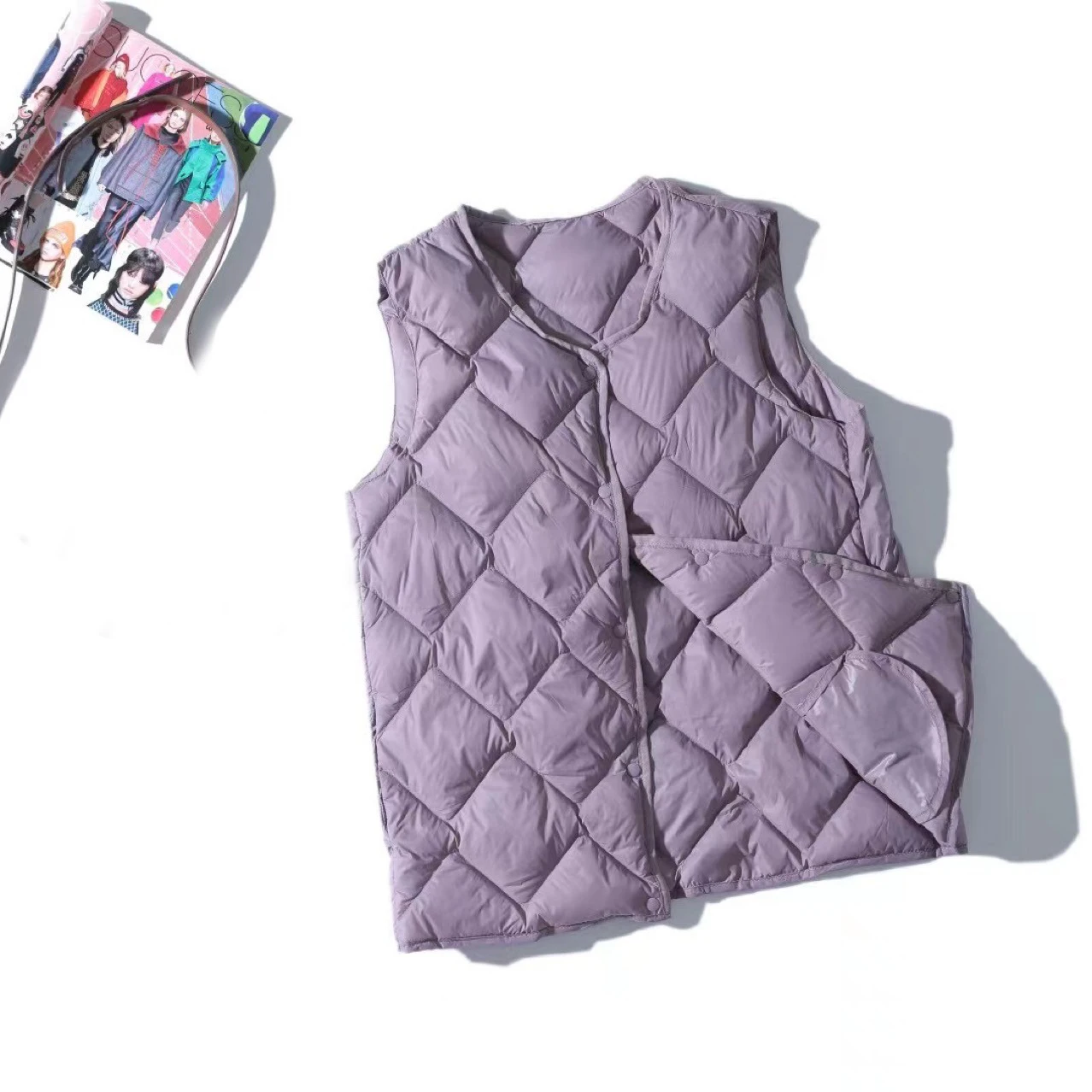 2026 New Winter Vest Coat V-Neck Light White Duck Down Coat Women Autumn Fashion Vest Beige Chaleco Mujer Gilet Casaco Feminino