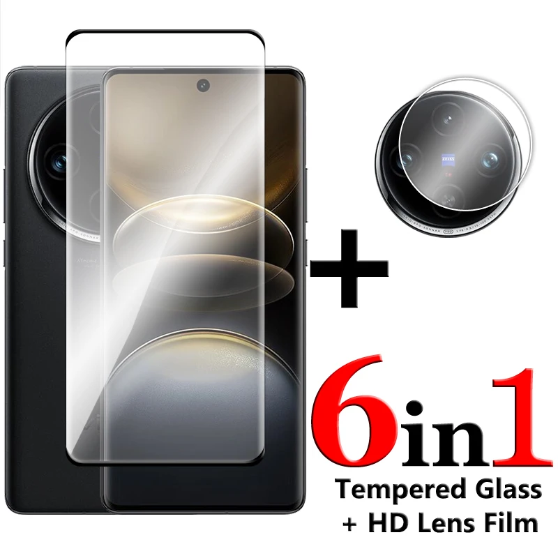 

6in1 For Vivo X100s Pro Glass For Vivo X100s Pro Tempered Glass 3D Curved Full Cover Screen Protector For Vivo X100s Pro