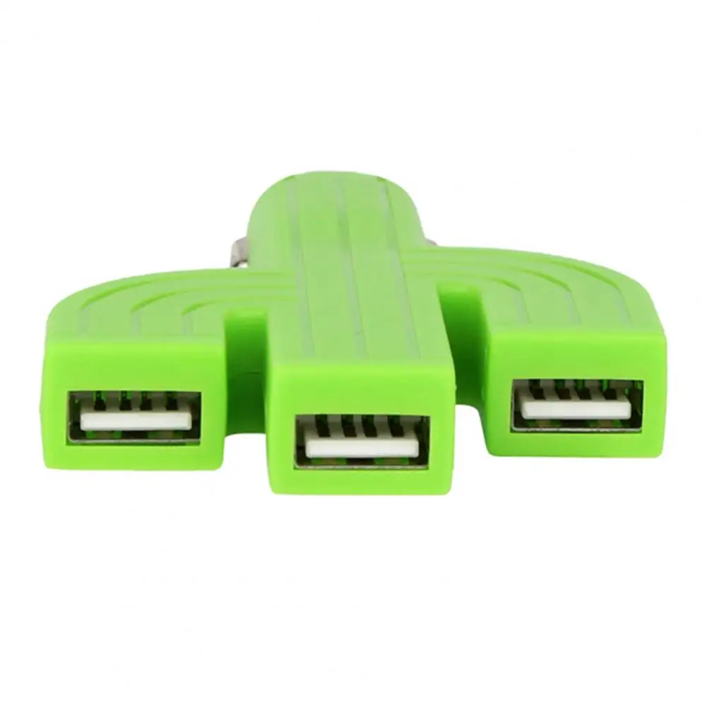 Car Charger Cactus Shape 3 USB Ports Multiple Stable Power Supply High Efficiency Fast Charging Flame retardant USB 1
