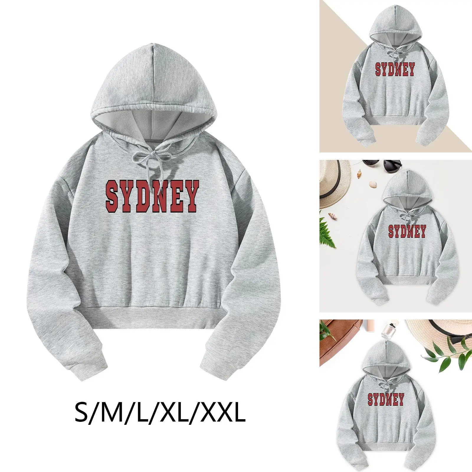 Womens Cropped Hoodie Simple Trendy with Hood Casual Women`s Clothes Pullover Crop Hoodie for Workout Travel Street Daily Office